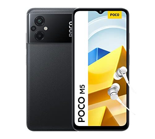 Xiaomi POCO M5 - Smartphone de 4+64GB, Pantalla de 6.58” 90Hz FHD+ DotDrop, MediaTek Helio G99, Triple Cámara de 50MP con IA, 5000mAh, NFC, Negro (Versión ES + 3 años de garantía)