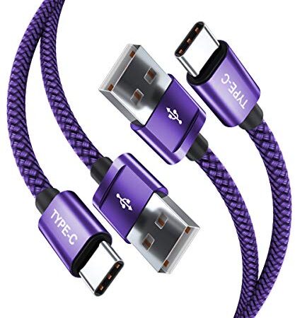 Basesailor Cable USB C 2M 2-Pack,Cable Cargador Carga Rápida Tipo C para Samsung Galaxy A03s,A12 A13,A21 A22 A23,A31 A32 A33,A41 A42,A52 A52s 5G,A71 A72 A73,M31 M51, M22 M32 M52,iPad Mini 6 2021 10